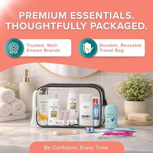 TrekTote 15 Piece Set Women’s Travel & Hygiene Kit with Clear Toiletry Bag, Personal Care Essentials, Single Kit or Bulk Case Packs - Image 3