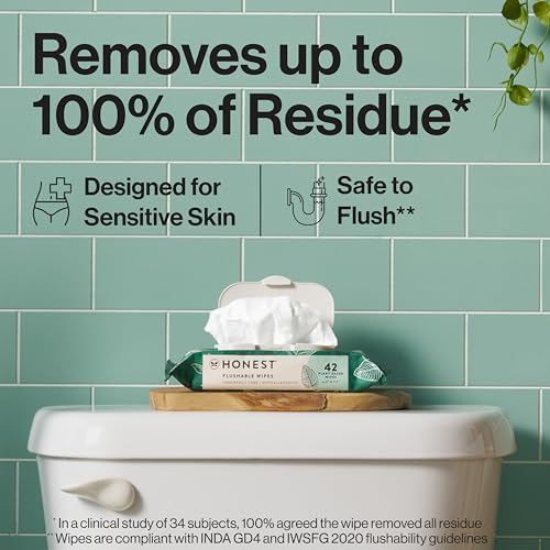 The Honest Company Hypoallergenic Flushable Wipes for Sensitive Skin, Tropical Leaves, 42 Count - Image 2