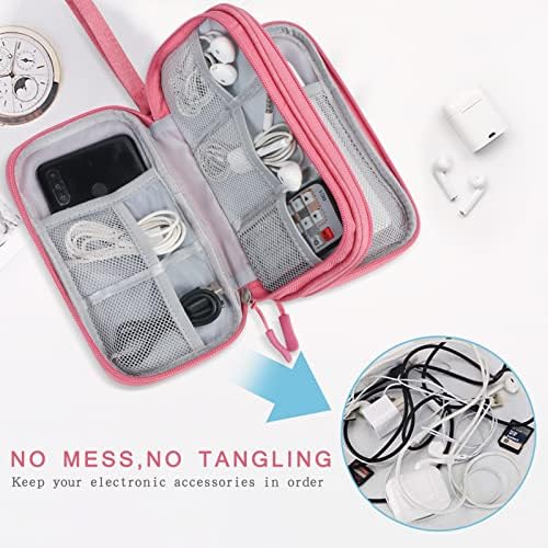 Skycase Electronic Organizer Travel Case - Waterproof Travel Cord Pouches for Organization, Cable Organizer, All-in-One Double Layers Storage Bag for Accessories, Charger, Cable, Pink - Image 2