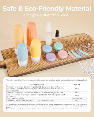 BAGSMART 18 Pack TSA Approved Travel Bottles for Toiletries, Leak Proof Silicone Travel Size Containers Bottles for Shampoo, Purple - Image 3