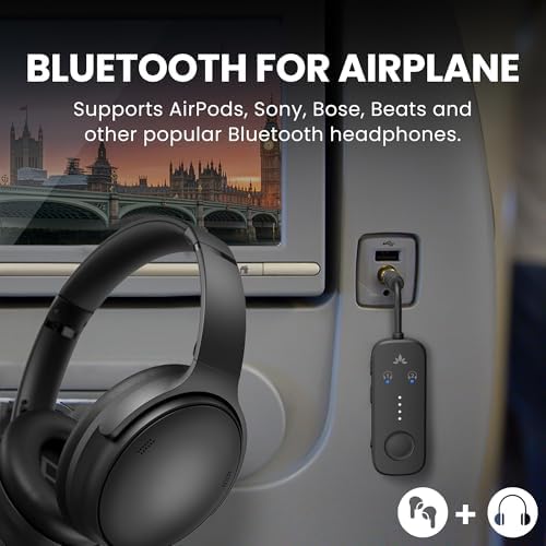 Avantree Relay - Premium Airplane Bluetooth Adapter with Advanced Qualcomm Chipset, 2 Headphones Support, 25hrs Play Time, aptX Adaptive & HD Audio Transmitter for Airpods, Bose & Travel Flight - Image 2
