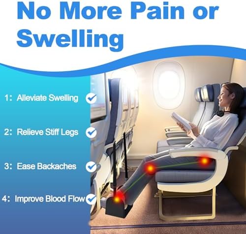 Airplane Foot Hammock with Removable Base & Memory Foam - Wide Hardboard Support No-Collapse Foot Rest for Long Flights, Office, Travel - Thickened Design Relieves Foot Pain (Black, Travel Essentials) - Image 2