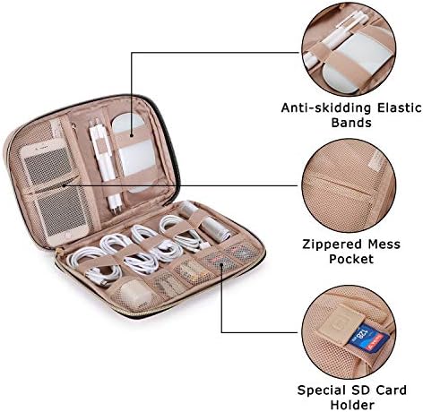 BAGSMART Large Electronics Organizer Travel Case, Travel Essentials, Cord Organizer Travel Cable Organizer Bag, Travel Accessories for Women, Pink - Image 4