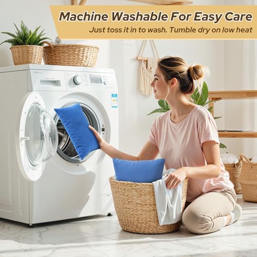 Small Travel Pillows - 2 Pack, 7"x11" Mini Neck Pillow for Airplane & Long Flight, Machine Washable Headrest for Nap & Sleeping, Portable Soft Tiny Cushion for Lumbar, Knee, Ankle (Blue) - Image 3