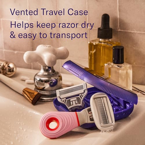 Flamingo Travel Razor Kit for Women – Body & Pubic Razor – Mini Handle, 2 Blade Refills, 2 Travel Size Foaming Shave Gels & Vented Case - Image 5