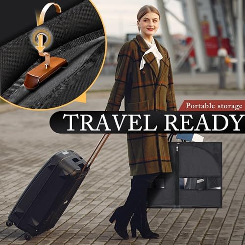 5 Pack 40-inch Suit Bag Garment Bag for Travel and Storage, Garment Bags for Hanging Clothes with Zipper and Visible Transparent Window, Black - Image 3