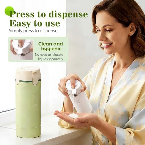 4 in 1 Travel Dispenser, 4 Pack 30ML Travel Bottles for Toiletries, Leak Proof Travel Size Containers, Portable Containers for Shampoo Lotion Conditioner Cream (Green) - Image 3