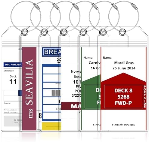6 Pack Luggage Tags Travel Essentials & Cruise Essentials for NCL, Princess, Carnival, Royal Caribbean & Celebrity Cruise Ships by SEAVILIA
