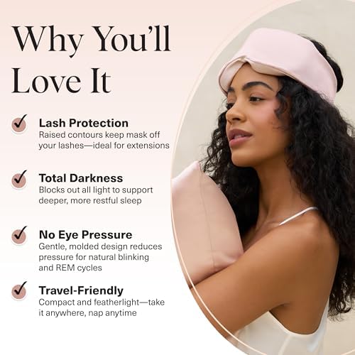 Kitsch Contour Pillow Eye Mask – Softer Than Silk Eye Masks for Sleep, Blindfold Sleep Masks for Women & Men, No Eye Pressure, Lightweight, Eye Care, Travel Essentials - Blush - Image 3