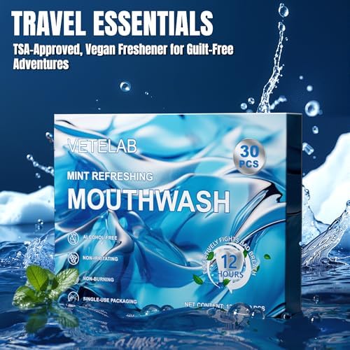 Travel Size Toiletries Mouthwash Packets - TSA-Approved Mini Mint Mouthwash for Adults, Alcohol & Fluoride-Free Oral Care for Air Travel Gifts, Dates & Office, Individually Wrapped (Pack of 30) - Image 4