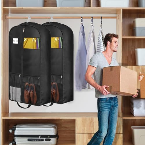 STEPONE 6.5" Gusseted Heavy Duty Garment Bags for Travel 43" Suit Bags for Closet Storage Hanging Clothes Bag with Pockets Mens Suit Holder for Shirts, Coats, Dresses, 2 Pack - Image 3
