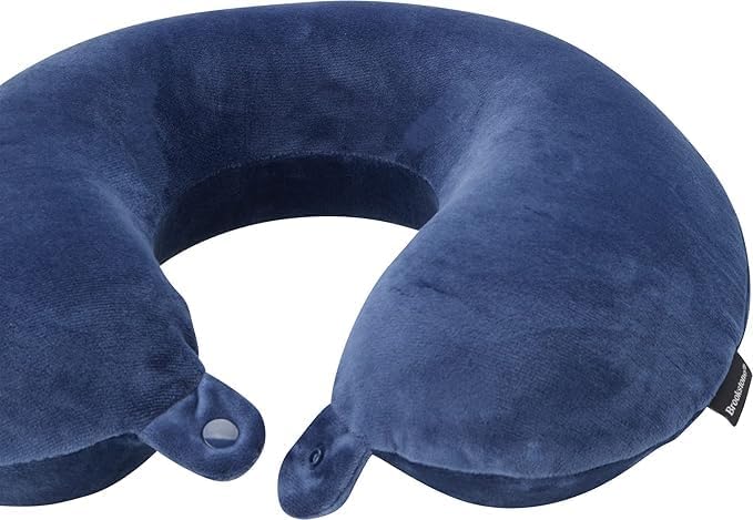 Brookstone Travel Neck Pillow - Lightweight Fleece Casing U-Shaped Stuffable Memory Foam Travel Pillow for Sleeping and Neck Support, Blue - Image 4