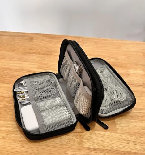 Travel Tech Carrying Pouch - Portable Electronics Organizer Travel Case, Portable Tech Organizer, All-in-One Storage Bag for Charging Cable (Small, Black, Small) - Image 3