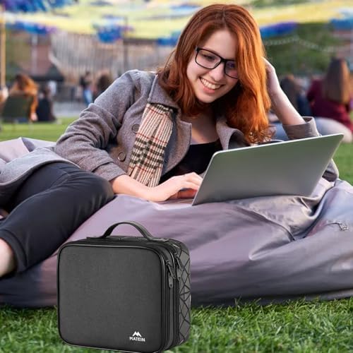 MATEIN Cable Organizer Bag, Waterproof Travel Electronic Storage, Shockproof Portable Double Layer Tech Bags Carrying Case for Cord, Earbuds, Charger, SD Card, DJ Gifts, Black - Image 9