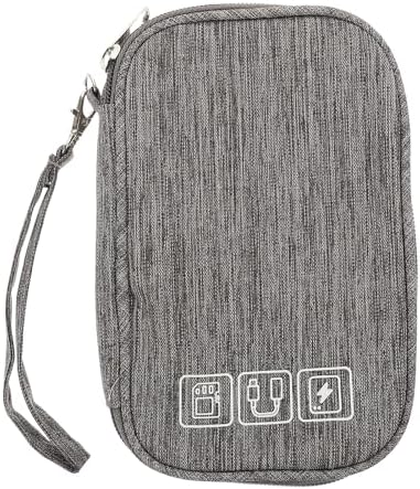 Portable Charging Cable Organizer Bag Mini Storage Pouch for Travel Electronics Accessories, Gray Compact Tech Cord Organizer Case for Phone Chargers and Earphones