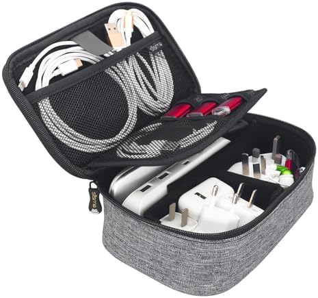 sisma Travel Electronics Organizer Small Carrying Case for Cables Phone Chargers USB Plugs Power Cords Earbuds Adapter Tech Accessories Pouch -Grey - Image 9
