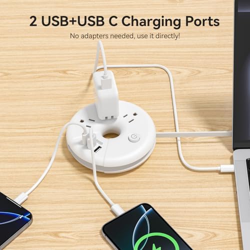 Travel Power Strip, NTONPOWER 3 Outlets 3 USB(1 USB C) Cruise Approved Power Strip, Short Extension Cord 3ft, Travel Essentials for Home, Hotels, Cruise Ship, Vacation, White, i-Donut - Image 5
