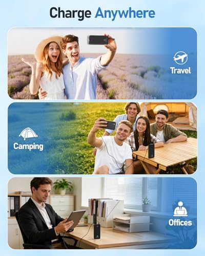 Power Bank,10000mAh 22.5W Max Portable Charger Built in Cables，4 Outputs 2 Inputs External Phone Powerbank,5V/3A Fast Charging Travel Charger for iPhone Android iPad,(Pearl Black) - Image 8