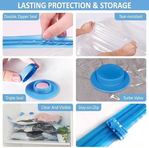 Cozy Essential Travel Vacuum Storage Bags with Rechargeable Cordless Electric Pump, Space Saver Bags for Luggage, Suitcase, Carry-On, for Clothes, Blankets, Comforters, Pillows, 12 Combo - Image 6