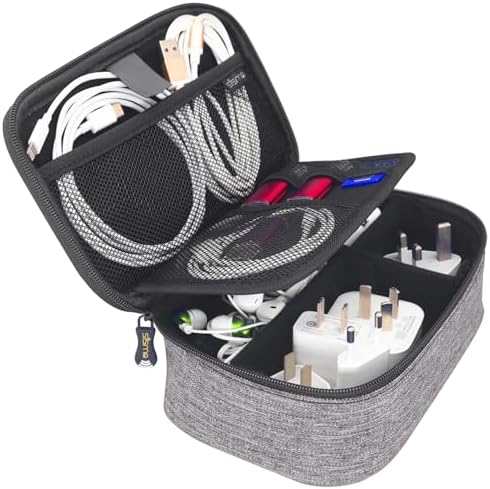 sisma Travel Electronics Organizer Small Carrying Case for Cables Phone Chargers USB Plugs Power Cords Earbuds Adapter Tech Accessories Pouch -Grey - Image 5
