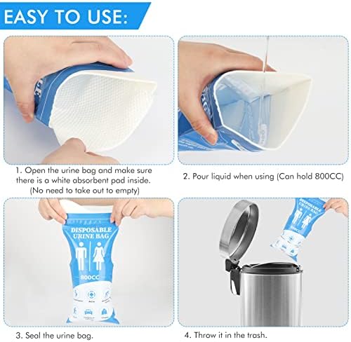 DIBBATU Disposable Urine Bag, 12/24 PCS Pee Bags for Travel for Women/Men, 800ML Emergency Portable Urinal Bag and Vomit Bags, Unisex Urinal Bag for Camping, Traffic Jams, Pregnant, Patient - Image 6