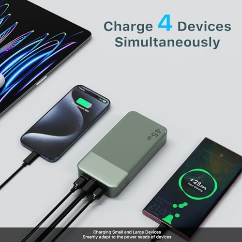 NOBIS Portable Charger, 20000mAh Power Bank, 45W Power Bank Fast Charging, Battery Pack with C to C Cable, Battery Bank with Digital Display for iPhone Android Laptop etc(Green) - Image 4