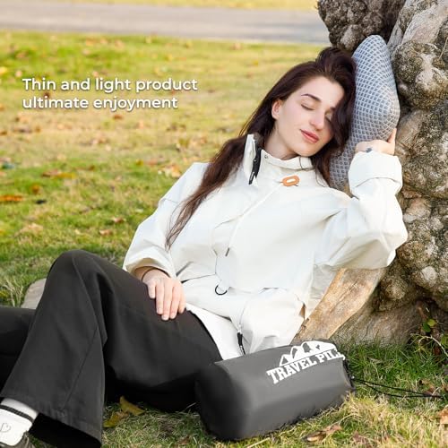 Travel Pillow Memory Foam Pillows, Camping Pillow-Compressible Medium Firm, Breathable Cover, Ideal Backpacking Hiking, Bed Pillows, Airplane and Car (Light Grey, S) - Image 5
