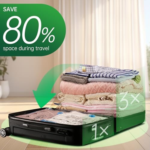 BRODI 10 Combo Pack Travel Vacuum Bags with Pump - Space Saver & Travel Essentials, Clothing & Luggage Vacuum Seal Bags - Image 4
