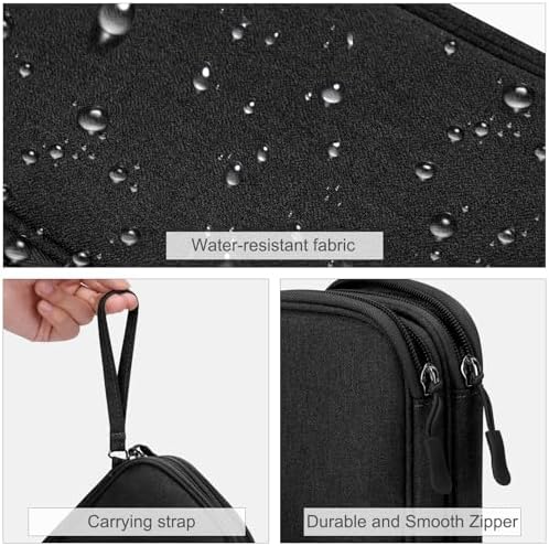 FYY Electronic Organizer, Travel Cable Organizer Bag Pouch Electronic Accessories Carry Case Portable Waterproof Double Layers Storage Bag for Cable, Cord, Charger, Phone, Earphone, Medium, Black - Image 4