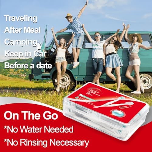 Mini Disposable Toothbrushes with Toothpaste and Toothpick, Tongue Cleaners, Reduce Bad Breath, Tongue Scraper, Prepasted Toothbrush, Pick for Work or Travel (Mint, 20pcs) - Image 2