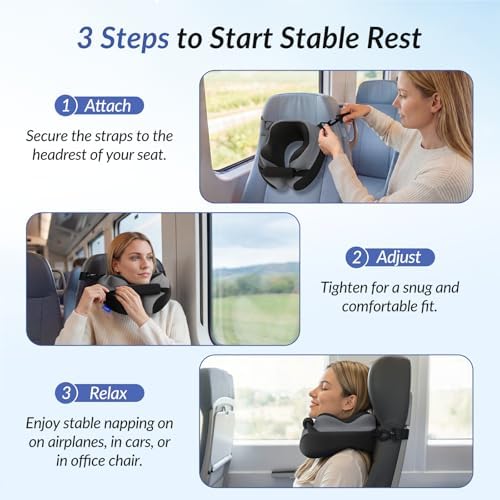 ZIKEE Ergonomic Travel Neck Pillow for Airplane, Dual-Hold Design to Stabilize Head and Neck on Flights, Ear-Free Memory Foam Airplane Travel Pillow, Quality Carrying Case, Breathable & Washable Cover - Image 8