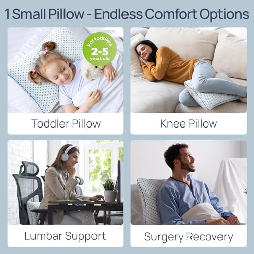 Small Cooling Memory Foam Pillow for Travel & Camping, Compressible Adjustable Pillow for Medium Firm Neck Knee Lumbar Support,Washable, Ideal Sleeping, Car, Airplane, Toddler & Backpacking, Gifts - Image 9