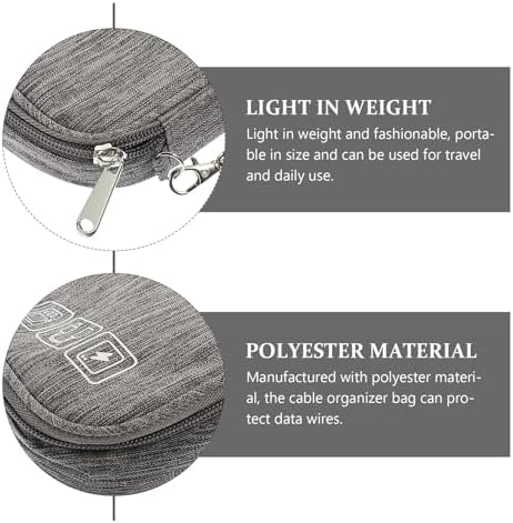 Portable Charging Cable Organizer Bag Mini Storage Pouch for Travel Electronics Accessories, Gray Compact Tech Cord Organizer Case for Phone Chargers and Earphones - Image 9