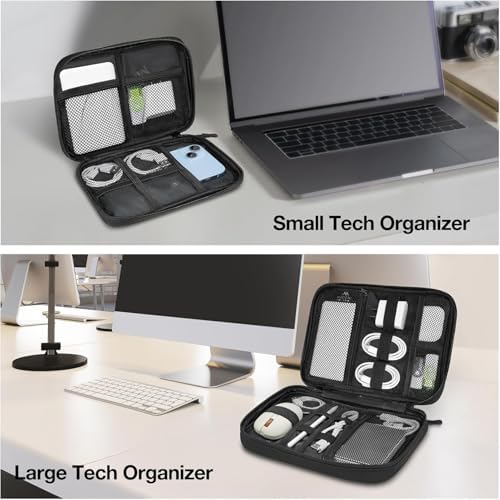 MATEIN Cord Organizer Travel Case 2 Pack, Water Resistant Tech Organizer Pouch for Small Electronic Accessories, Portable Electronics Case Carrying Bag for Cable, Changer, Earphone & Power Bank - Image 7