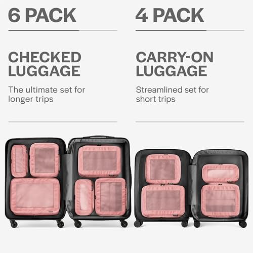 Aerotrunk Compression Packing Cubes for Travel - Luggage Organizer Bags - Double Zipper Packing Cubes for Suitcases (6-Pack, Rose) - Image 4