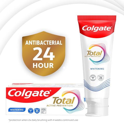 Colgate Total Active Prevention Travel Toothpaste, Whitening Toothpaste with Fluoride, Antibacterial, Mint, Clinically Proven Gum Health, Travel Size 1.4 oz - Image 7