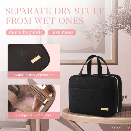 HOTOR Travel Toiletry Bag - Hanging Toiletry Bag for Women & Men, Makeup Bag/Big Comparment, Waterproof for Travel Accessories, Travel Essentials, Medium, Black - Image 5