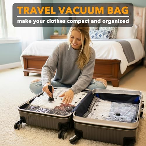 SpaceAid Travel Vacuum Bags for Luggage with Electric Pump, 24 Pack Vacuum Seal Bags for Clothing Travel, Space Saver Compression Bag for Backpack and Suitcase - Image 2