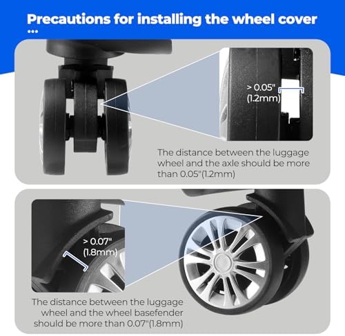 8 Pcs Upgrade Luggage Wheel Covers, Carry On Luggage Suitcases,Wear-Resistant, Anti-Noise, Silicone Wheel Protective Covers for 2-2.4" Spinner Wheel,Essential Travel Accessories (Blue) - Image 7