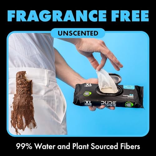 DUDE Wipes - Flushable Wipes - 8-Pack, 384 Count - Unscented + Mint Chill Travel Pack 1-Pack, 18-Count - Extra-Large - Vitamin-E & Aloe - Septic and Sewer Safe - Image 2