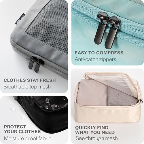 Aerotrunk Compression Packing Cubes for Travel - Luggage Organizer Bags - Double Zipper Packing Cubes for Suitcases (6-Pack, Rose) - Image 6