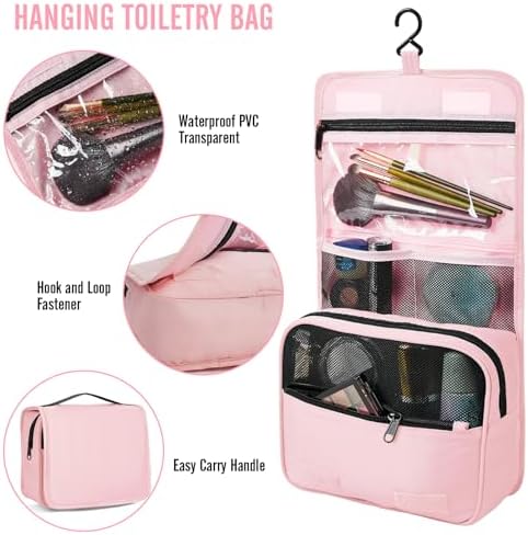 Veken 8 Set Packing Cubes for Travel Essentials, Pink Suitcase Organizer Bags in 4 Sizes, Carry-On Luggage Accessories with Large Laundry & Hanging Toiletry Bag, Must-Have for Airplane, Road Trip - Image 3