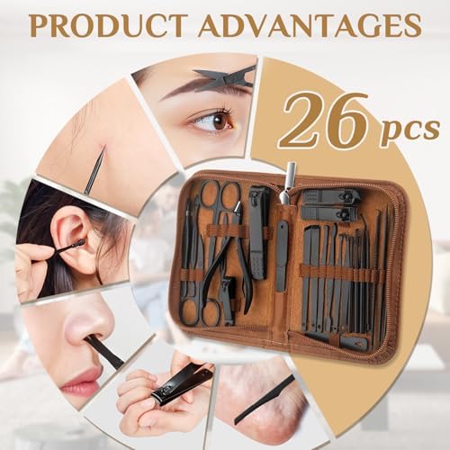 Manicure Set Professional Nail Clipper Kit-26 Pieces Stainless Steel Manicure Kit,Nail Care Tools with Luxurious Travel Case (Brown) - Image 8