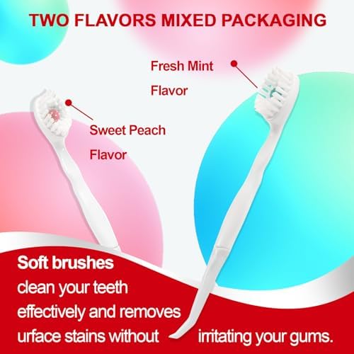 Mini Disposable Toothbrushes with Toothpaste and Toothpick, Tongue Cleaners, Reduce Bad Breath, Tongue Scraper, Prepasted Toothbrush, Pick for Work or Travel (Mint, 20pcs) - Image 3