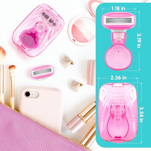 DreamGenius Travel Razors for Women, Travel Size Toiletries Include 1 Handle and 2 Cartridges, Extra Smooth 5-Blade Travel Essentials Razor with Case for Shaving, Pink - Image 8