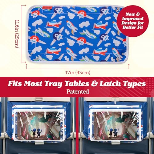 Lusso Gear Airplane Tray Table Cover - Organize Kids Travel Essentials - Snack & Toy Pockets for Airplane Toys for Toddlers 1-3 - Foldable Tablet Stand for Travel Toddler Essentials - Plane Pattern - Image 2