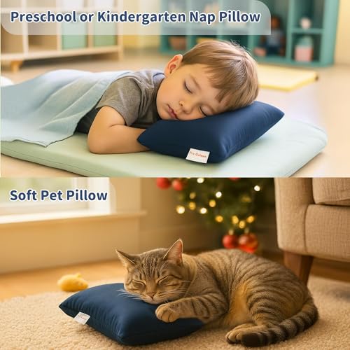 Pro Goleem Small Pillow 11"x7"x2.5" for Travel and Camping with Name Tag Mini Tiny Pillow for Room Couch Sofa Chair and Outdoor Car Air Nap Neck Lumbar Knee Rest Pillows, Navy Blue - Image 4