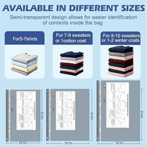 Travel Vacuum Storage Bags with Rechargeable Air Pump, 18 Pack Portable Space Saver Bags, Compression Bags for Clothing, Bedding, Seasonal Storage & Packing Bags for Moving - Image 3