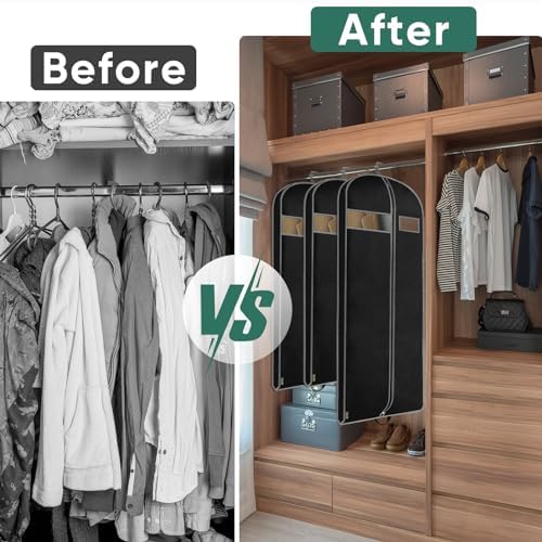 BALEINE 1PK Heavy Duty Garment Bag with Shoe Storage Travel Bag for Dresses, Suit, Coats Travel Essential (43", Black) - Image 3