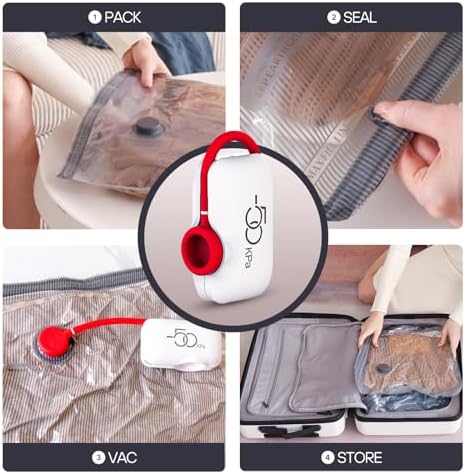 VMstr 12-Pack Vacuum Bags for Travel, Vacuum Seal Compression Bags for Clothing, Carry-On Luggage Space Saver Bags with Plug-in Electric Pump - Image 7